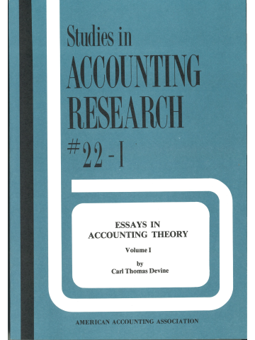 Cover of Essays in Accounting Theory, Volume 1