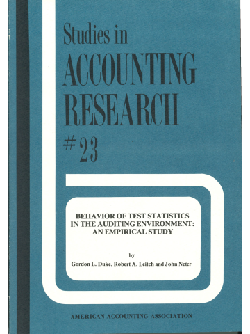Cover of Behavior of Test Statistics in the Auditing Environment