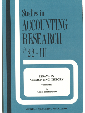 Cover of Essays in Accounting Theory, Volume 3