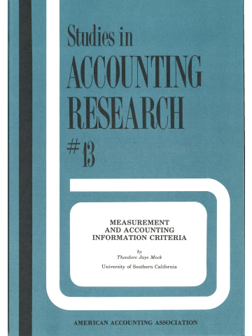 Cover of Measurement and Accounting Information Criteria