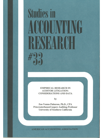 Cover of Empirical Research in Auditor Litigation: Considerations and Data
