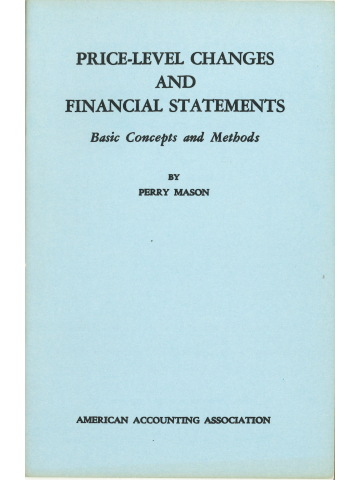 Cover of Price Level Changes and Financial Statements, Basic Concepts and Methods